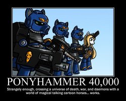 Size: 750x600 | Tagged: safe, artist:sanity-x, pony, armor, bolter, chainsword, chainsword horn, female, heavy bolter, helmet, mare, ponified, ponyhammer 40k, power armor, powered exoskeleton, space marine, thunder hammer, ultramarine, warhammer (game), warhammer 40k