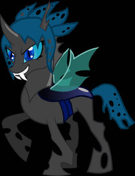 Size: 889x1158 | Tagged: safe, oc, oc only, changeling, pony, black background, blue changeling, simple background, solo