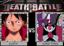 Size: 900x643 | Tagged: safe, lord tirek, g4, crossover, death battle, exploitable meme, fight, meme, monkey d. luffy, one piece