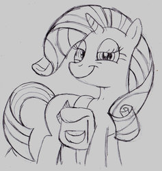 Size: 1755x1850 | Tagged: safe, artist:ced75, rarity, g4, female, monochrome, saddle bag, sketch, smug, solo