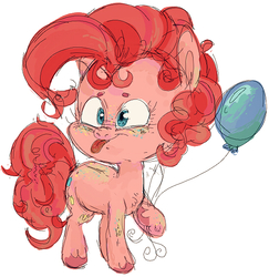 Size: 544x559 | Tagged: safe, artist:tweissie, pinkie pie, g4, balloon, female, freckles, solo, tongue out