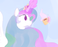 Size: 1280x1024 | Tagged: safe, artist:tanmansmantan, princess celestia, alicorn, pony, g4, coffee, female, sketch, solo