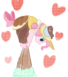 Size: 772x872 | Tagged: safe, artist:tanmansmantan, chancellor puddinghead, pinkie pie, earth pony, pony, g4, female, heart, ice cream, ice cream cone, ruff (clothing), simple background, solo, white background