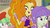 Size: 621x344 | Tagged: safe, screencap, adagio dazzle, drama letter, starlight, watermelody, equestria girls, g4, my little pony equestria girls: rainbow rocks, background human, battle of the bands, cafeteria, clothes, female, fingerless gloves, gem, gloves, hypnosis, raised eyebrow, singing, siren gem, trio