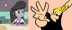 Size: 703x300 | Tagged: safe, edit, edited screencap, screencap, octavia melody, human, equestria girls, g4, my little pony equestria girls: rainbow rocks, crack shipping, johnny bravo, johnny bravo (character), pompadour, shipping