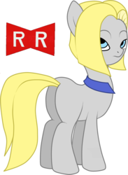 Size: 900x1228 | Tagged: safe, artist:sakaki709, pony, android 18, butt, dragon ball, dragon ball z, plot, ponified, simple background, solo, transparent background, vector