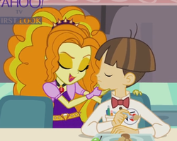 Size: 407x325 | Tagged: safe, screencap, adagio dazzle, wiz kid, equestria girls, g4, my little pony equestria girls: rainbow rocks, adagio dazzle gets around, background human, gem, out of context, siren gem