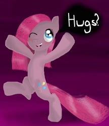 Size: 831x962 | Tagged: safe, artist:chanceyb, pinkie pie, earth pony, pony, g4, bipedal, cute, cuteamena, female, hug, pinkamena diane pie, request, solo, speech bubble, wink