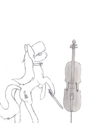 Size: 746x1024 | Tagged: safe, artist:saboro44, octavia melody, g4, cello, female, grayscale, monochrome, musical instrument, sketch, solo, traditional art