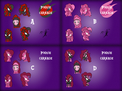 Size: 8000x6000 | Tagged: safe, artist:hosendamaru, pinkie pie, g4, absurd resolution, carnage, colored, crossover, male, marvel, reference sheet, spider-man, symbiote, symbiote pony
