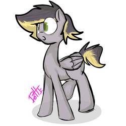 Size: 900x900 | Tagged: safe, artist:dottieverse, oc, oc only, oc:aero, pegasus, pony, blank flank, c:, colt, cute, male, offspring, parent:derpy hooves, parent:oc:warden, parents:canon x oc, parents:warderp, simple background, solo, white background