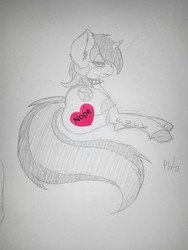 Size: 960x1280 | Tagged: safe, artist:pluto manson, oc, oc only, oc:pluto, pony, unicorn, censored, clothes, nope, sketch, socks, solo, thigh highs, traditional art