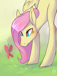 Size: 750x1000 | Tagged: safe, artist:nix-wingedone, fluttershy, butterfly, g4, female, solo