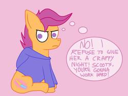 Size: 1024x768 | Tagged: safe, artist:askscootaguy, scootaloo, ask scootaguy, g4, female, solo, thought bubble