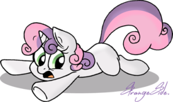 Size: 1415x838 | Tagged: safe, artist:strangiesleepy, sweetie belle, pony, unicorn, g4, falling, female, filly, foal, simple background, solo, transparent background, tripping