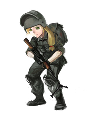 Size: 3000x4242 | Tagged: safe, artist:tiger-type, applejack, human, g4, altyn helmet, female, gun, humanized, k6-3, machine gun, military, rpk, russia, russian army, simple background, solo, weapon, white background