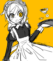 Size: 700x800 | Tagged: safe, artist:c-minded, derpy hooves, human, g4, clothes, female, humanized, maid, pixiv, solo