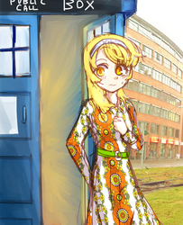 Size: 700x860 | Tagged: safe, artist:c-minded, derpy hooves, human, g4, female, humanized, pixiv, solo, tardis