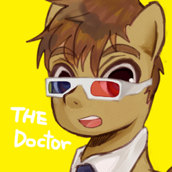Size: 311x311 | Tagged: safe, artist:c-minded, doctor whooves, time turner, earth pony, pony, g4, 3d glasses, david tennant, doctor who, male, pixiv, ponified, solo, tenth doctor
