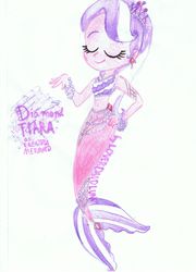 Size: 2480x3436 | Tagged: safe, artist:loverdandluna2, diamond tiara, mermaid, equestria girls, g4, belly button, female, high res, midriff, solo, traditional art