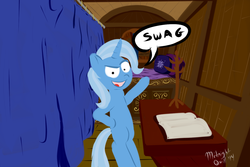 Size: 1280x853 | Tagged: safe, artist:m_d_quill, trixie, pony, unicorn, g4, cutie mark, female, mare, solo, trixie's wagon