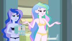 Size: 1250x720 | Tagged: safe, edit, edited screencap, screencap, princess celestia, princess luna, principal celestia, vice principal luna, equestria girls, g4, my little pony equestria girls, clothes, underwear, underwear edit