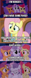 Size: 387x946 | Tagged: safe, apple bloom, fluttershy, scootaloo, sweetie belle, g4, bulimia, cutie mark crusaders