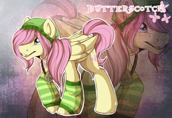 Size: 1546x1063 | Tagged: dead source, safe, artist:rainbowscreen, fluttershy, pegasus, pony, g4, butterscotch, clothes, hippieshy, male, rule 63, smiling, socks, solo, stallion, zoom layer