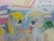 Size: 960x720 | Tagged: safe, artist:fluffyspidermonkey, chirpy hooves, derpy hooves, pegasus, pony, g4, my little pony: friendship is magic, trade ya!, book, female, mare, quill, speech bubble, traditional art