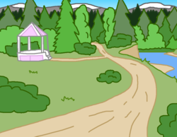 Size: 900x700 | Tagged: safe, artist:sie, g4, development, gameplay, gazebo, ponyville, scenery, sneezing in equestria