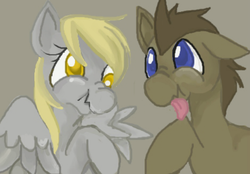 Size: 802x558 | Tagged: safe, artist:thelittledixie, derpy hooves, doctor whooves, time turner, pegasus, pony, g4, duo, female, mare