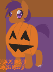 Size: 883x1200 | Tagged: safe, artist:thelittledixie, scootaloo, g4, clothes, costume, female, halloween, holiday, jack-o-lantern, pumpkin, solo