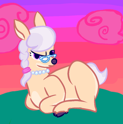 Size: 757x765 | Tagged: safe, artist:tanmansmantan, silver spoon, deer, g4, deerified, doe, female, glasses, lying down, prone, solo, species swap