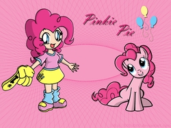 Size: 1234x924 | Tagged: safe, artist:quarium, pinkie pie, human, g4, clothes, cutie mark, foam finger, human ponidox, humanized, skirt