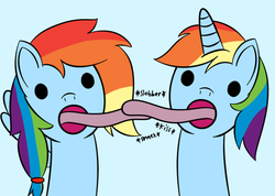 Size: 900x641 | Tagged: safe, artist:abstract-spectrum, rainbow dash, alicorn, pony, g4, braid, female, french kiss, kissing, lesbian, licking, meme, not salmon, poni licking poni, ponytail, race swap, rainbowcorn, self paradox, selfcest, ship:dashdash, shipping, sloppy kissing, tongue out, tongue to tongue, wat, wtf