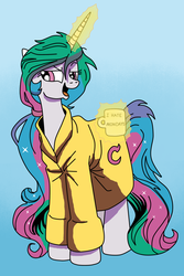 Size: 1000x1500 | Tagged: safe, artist:ced75, idw, princess celestia, g4, bathrobe, clothes, female, i hate mondays, robe, solo