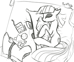 Size: 1280x1074 | Tagged: safe, artist:darkflame75, boulder (g4), maud pie, g4, body pillow, cute, female, maudabetes, monochrome, sketch, sleeping, solo, wrong cutie mark