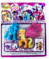 Size: 331x398 | Tagged: safe, applejack, rainbow dash, twilight sparkle, pony, unicorn, g4, bootleg, brushable, cute little pony, female, glimmer wings, irl, photo, swapped cutie marks, toy, unicorn twilight