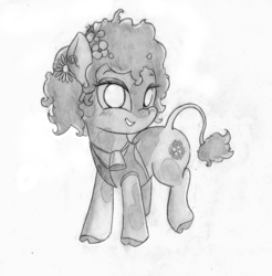 Size: 4496x4560 | Tagged: safe, artist:cross_ornstein, oc, oc only, oc:daisy flower, cow pony, absurd resolution, monochrome