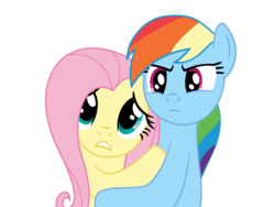 Size: 1120x840 | Tagged: safe, artist:s.guri, fluttershy, rainbow dash, g4, hug, parody, simple background, transparent background, vector