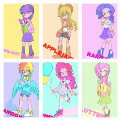 Size: 600x600 | Tagged: safe, artist:gebomamire, applejack, fluttershy, pinkie pie, rainbow dash, rarity, twilight sparkle, human, g4, clothes, humanized, mane six, sweatershy, winged humanization