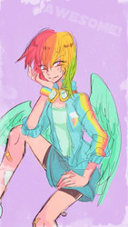 Size: 360x640 | Tagged: safe, artist:gebomamire, rainbow dash, human, g4, female, humanized, solo, winged humanization