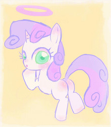 Size: 561x640 | Tagged: safe, artist:gebomamire, sweetie belle, g4, female, halo, looking at you, solo