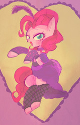 Size: 590x915 | Tagged: safe, artist:gebomamire, pinkie pie, g4, bedroom eyes, female, looking at you, saloon dress, saloon pinkie, solo