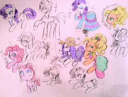 Size: 640x484 | Tagged: safe, artist:gebomamire, applejack, pinkie pie, rarity, trenderhoof, g4, simple ways, applejewel, rarihick