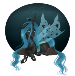 Size: 1024x1030 | Tagged: dead source, safe, artist:oosolareclipseoo, queen chrysalis, changeling, changeling queen, g4, fangs, female, solo, transparent wings, wings