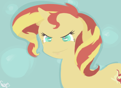 Size: 1100x800 | Tagged: safe, artist:queenofflutterdash, sunset shimmer, pony, unicorn, g4, female, minimalist, solo