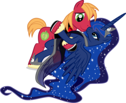 Size: 3583x2951 | Tagged: safe, artist:benybing, big macintosh, princess luna, earth pony, pony, g4, clothes, coat, dancing, dress, high res, male, nuzzling, physique difference, ship:lunamac, shipping, simple background, stallion, straight, transparent background, vector