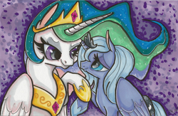 Size: 800x520 | Tagged: safe, artist:tinyunicornfarm, princess celestia, princess luna, g4, s1 luna