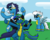 Size: 1280x1024 | Tagged: safe, artist:elzielai, fleetfoot, soarin', oc, pegasus, pony, g4, wonderbolts, wonderbolts uniform